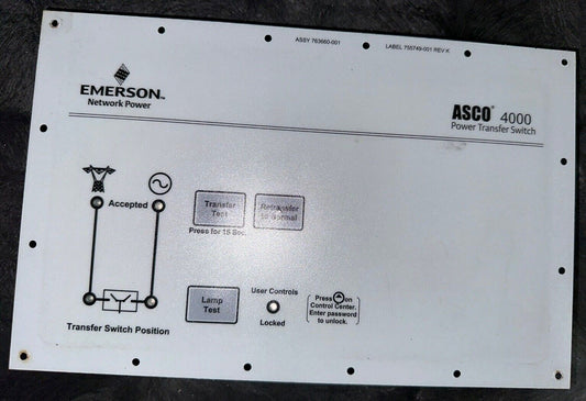 763660 Asco 4000 Series Interface Panel Features 5 & 6B Accessory Keypad 755886