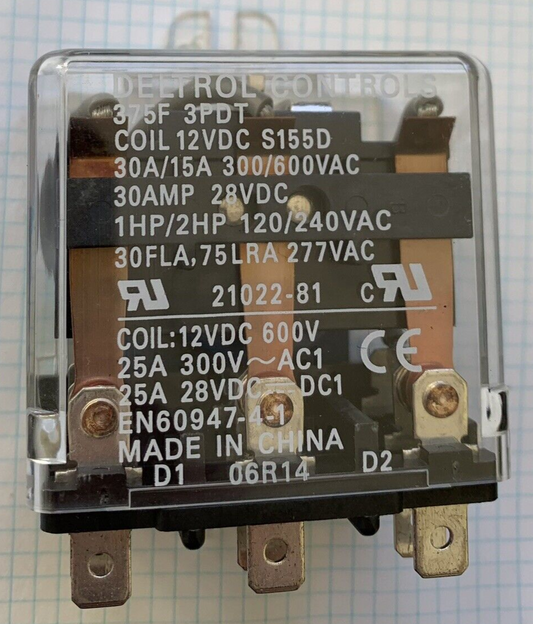 307-2929 Cummins Onan 12VDC 3PDT Relay OTEC ATS Controls Deltrol 375F 21022-81